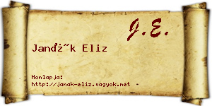 Janák Eliz névjegykártya